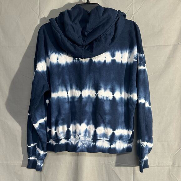 Young Fabulous Broke Hoodie Womens XS Blue Piper Tie Dye Cowl Neck Boxy Pockets - Picture 3 of 10